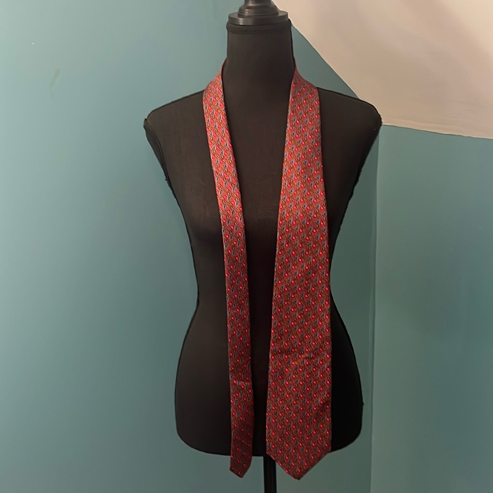 Robert Talbott Studio Red and Blue Floral Vine Silk Tie